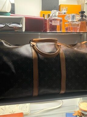 Louis Vuitton Monogram Canvas Brown and Tan Duffel Bag